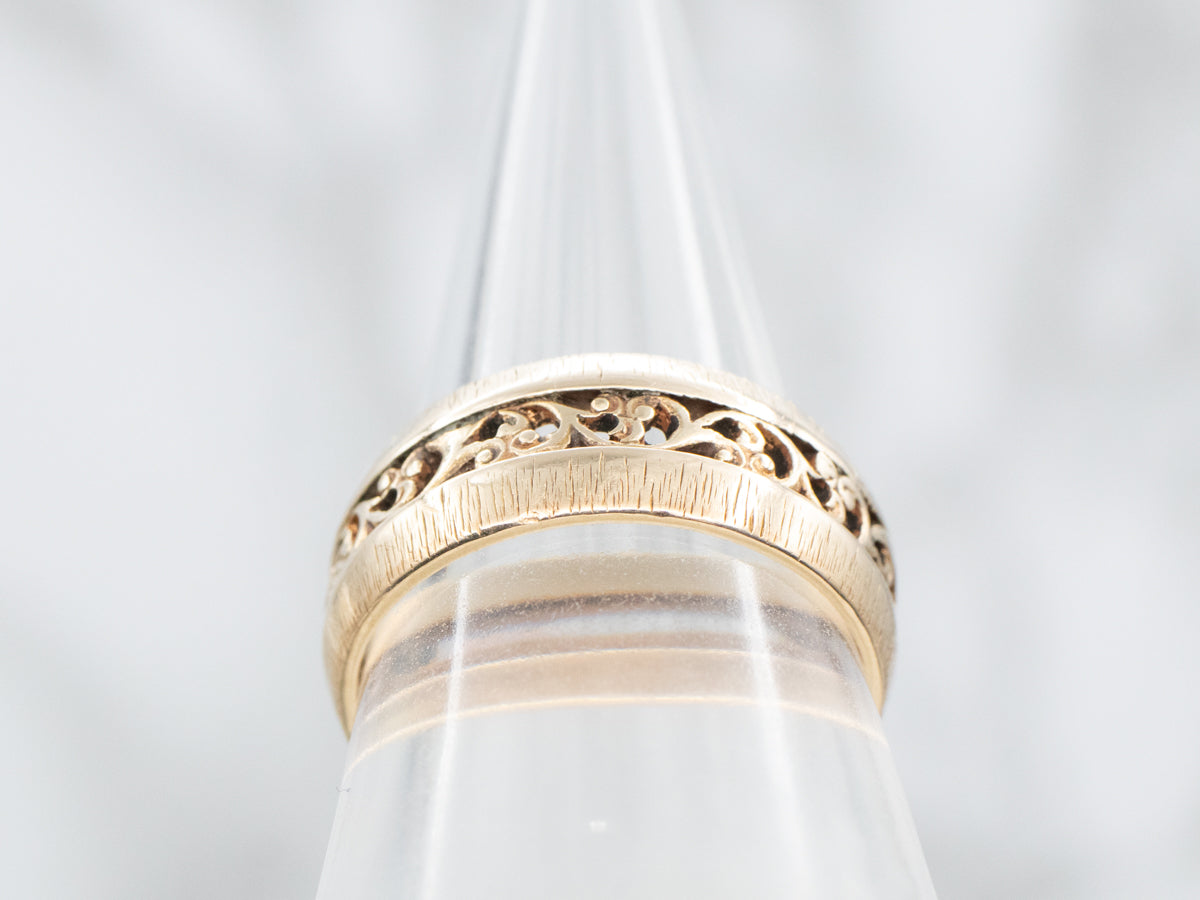 Scrolling Open Work Wedding Band