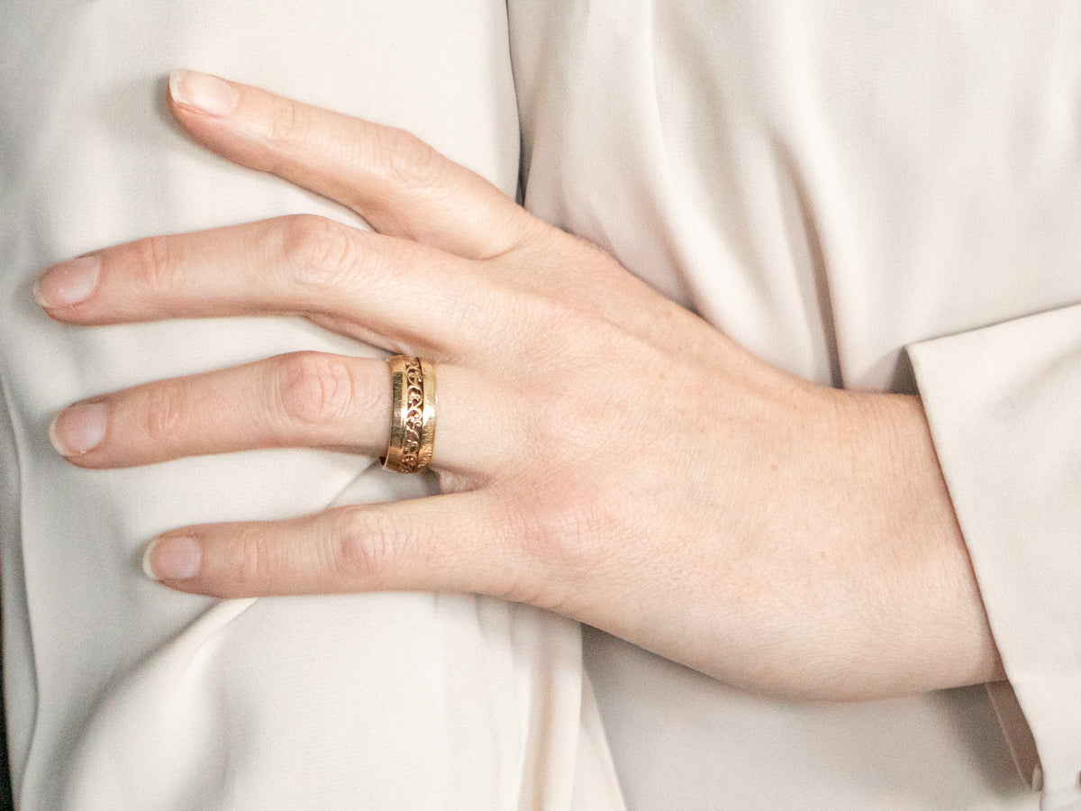 Scrolling Open Work Wedding Band