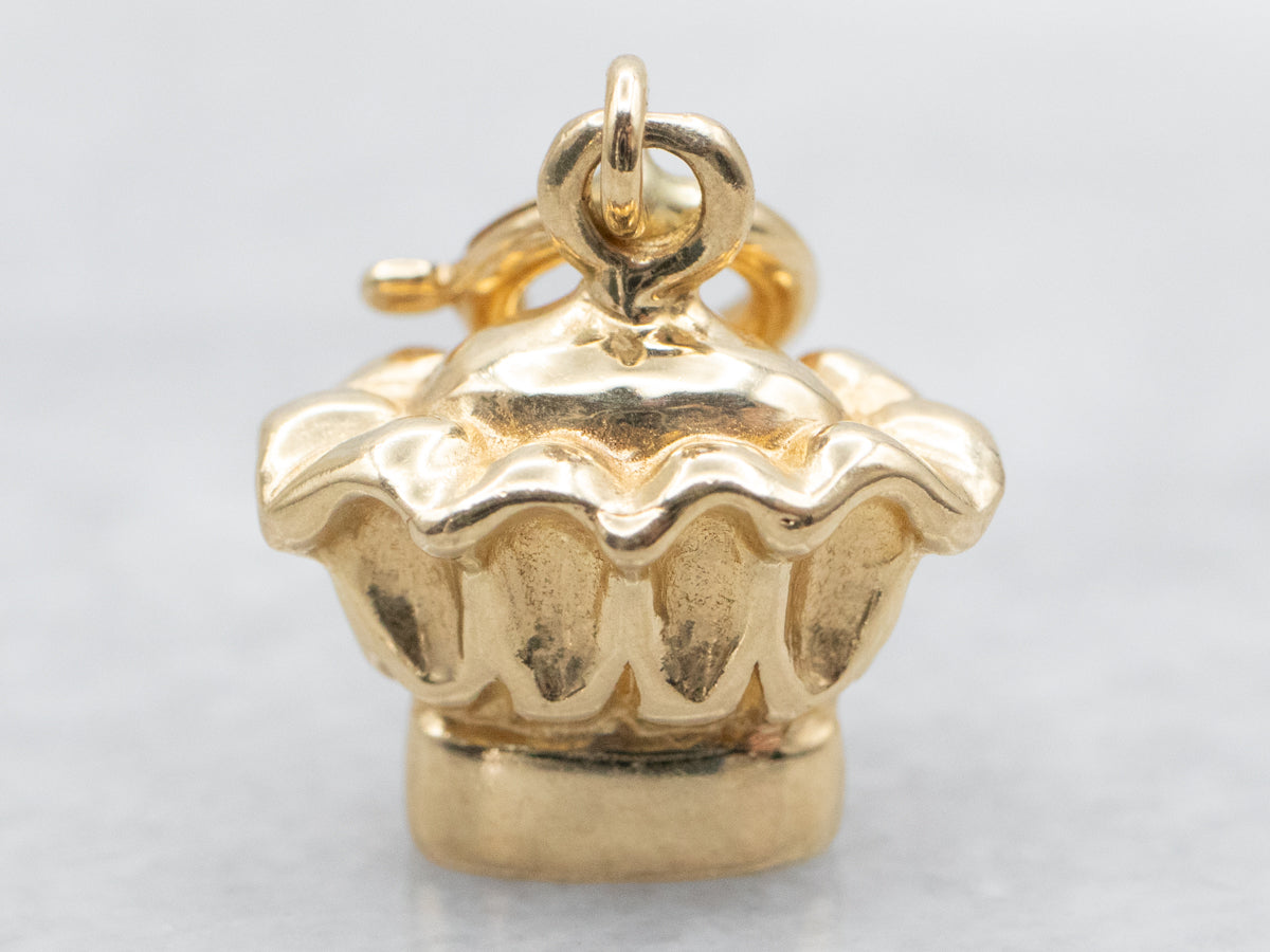 Puffy Gold Crown Charm or Pendant