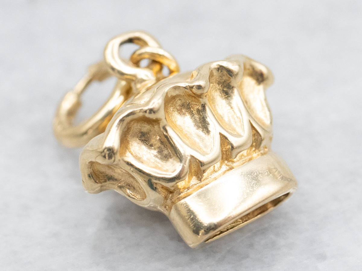 Puffy Gold Crown Charm or Pendant