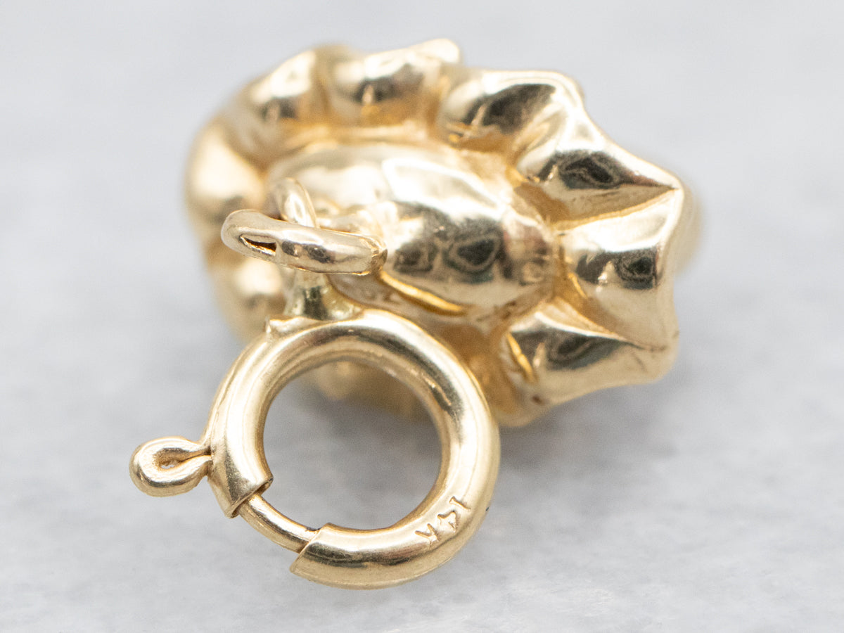 Puffy Gold Crown Charm or Pendant