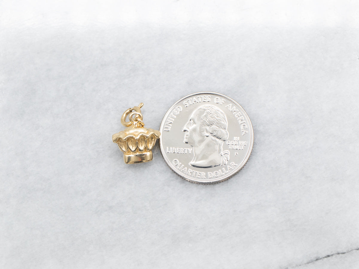 Puffy Gold Crown Charm or Pendant