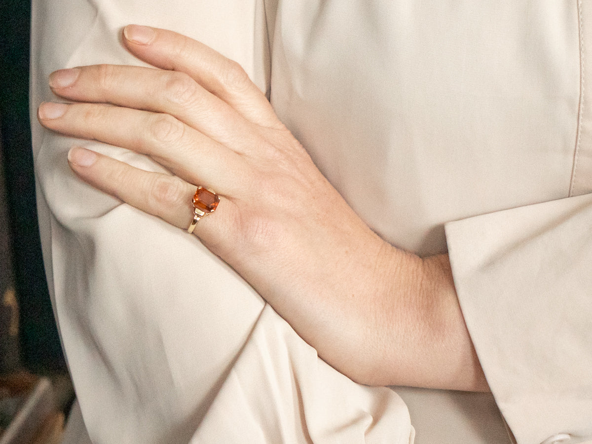 Vintage Gold Orange Zircon Ring