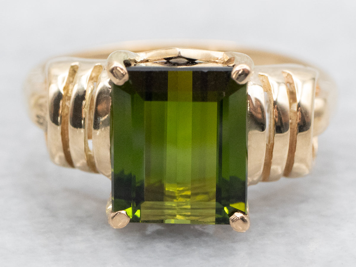 Anillo Solitario Turmalina Verde