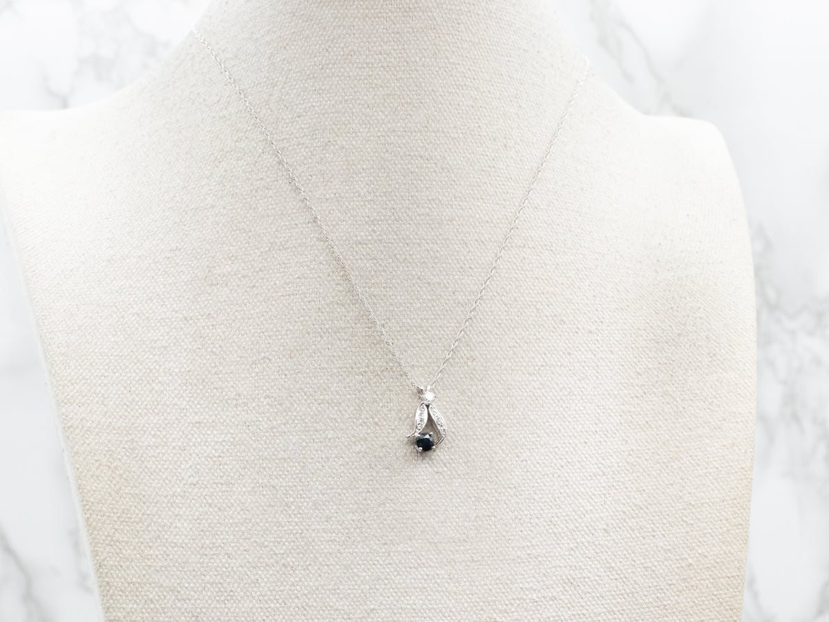 Retro Sapphire and Diamond Drop Necklace