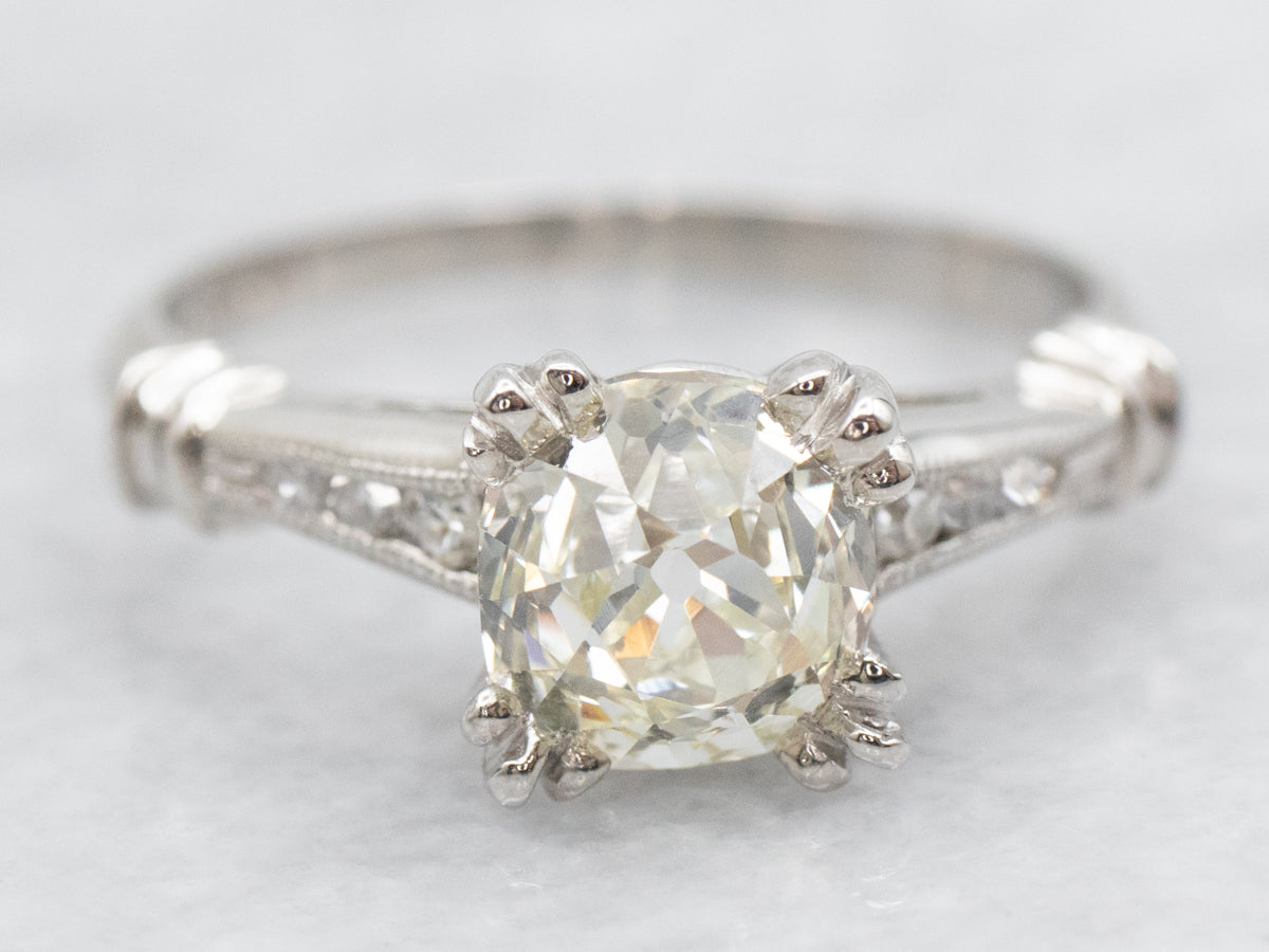 Retro 1950's Old Mine Cut Diamond Engagement Ring