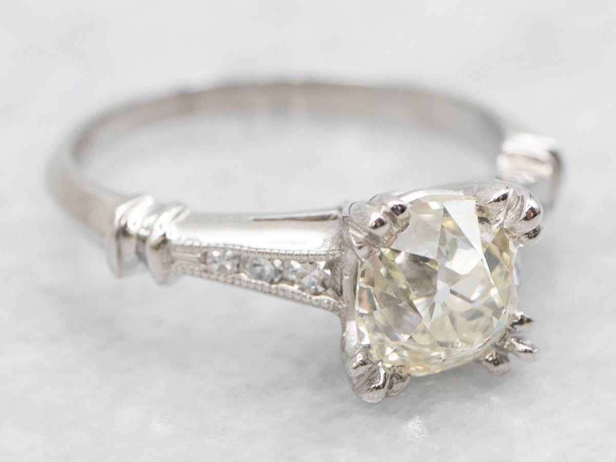Retro 1950's Old Mine Cut Diamond Engagement Ring