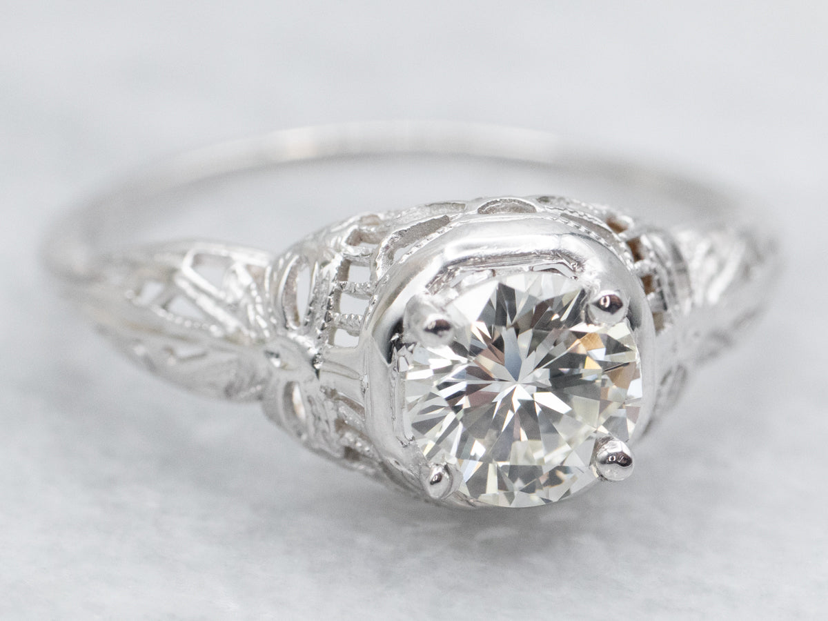 Art Deco GIA Certified Diamond Solitaire Engagement Ring