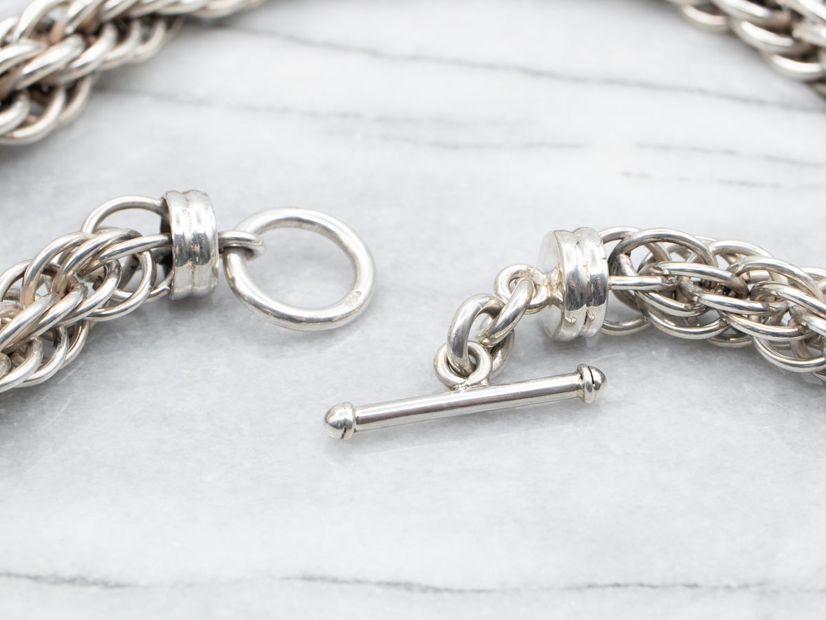 Heavy Woven Sterling Silver Chain Necklace