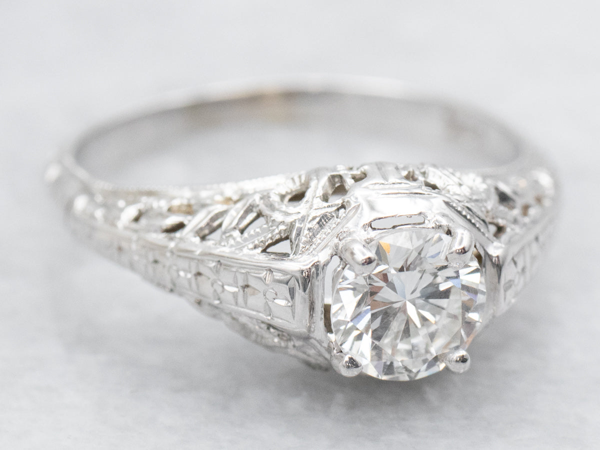 Art Deco GIA Certified Diamond Solitaire Engagement Ring