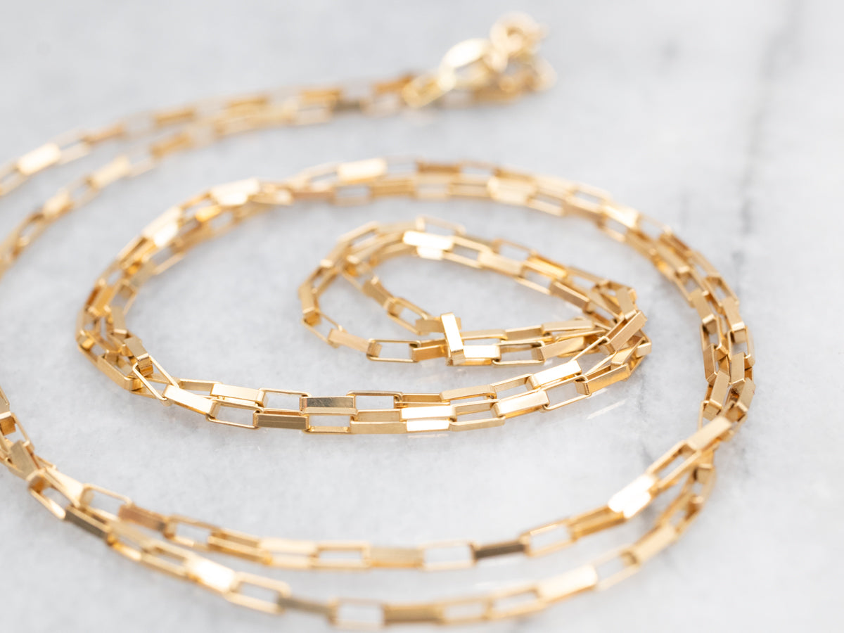 Rectangle Link Chain with Spring Ring Clasp