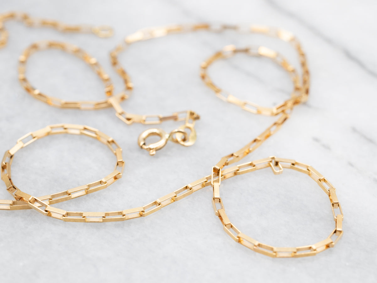 Rectangle Link Chain with Spring Ring Clasp