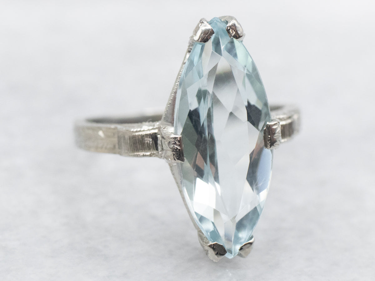 Marquise Cut Aquamarine Solitaire Ring