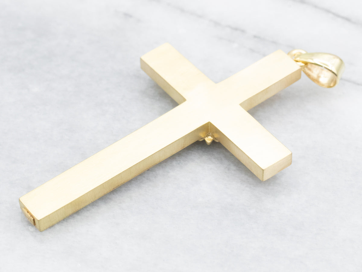 Antique Iolite Matte Finished Gold Cross