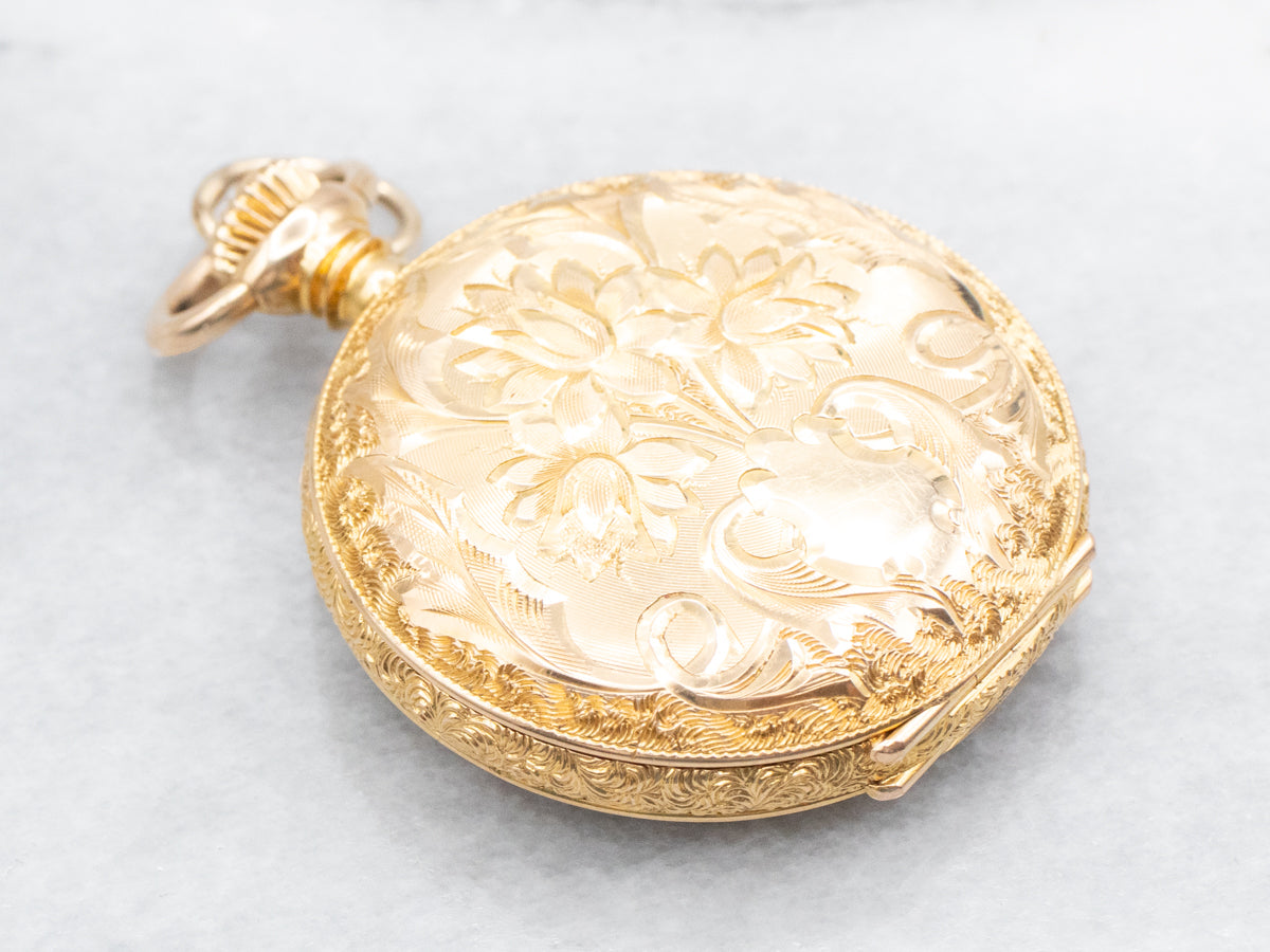 Antique Waltham Floral Hunter's Pocket Watch
