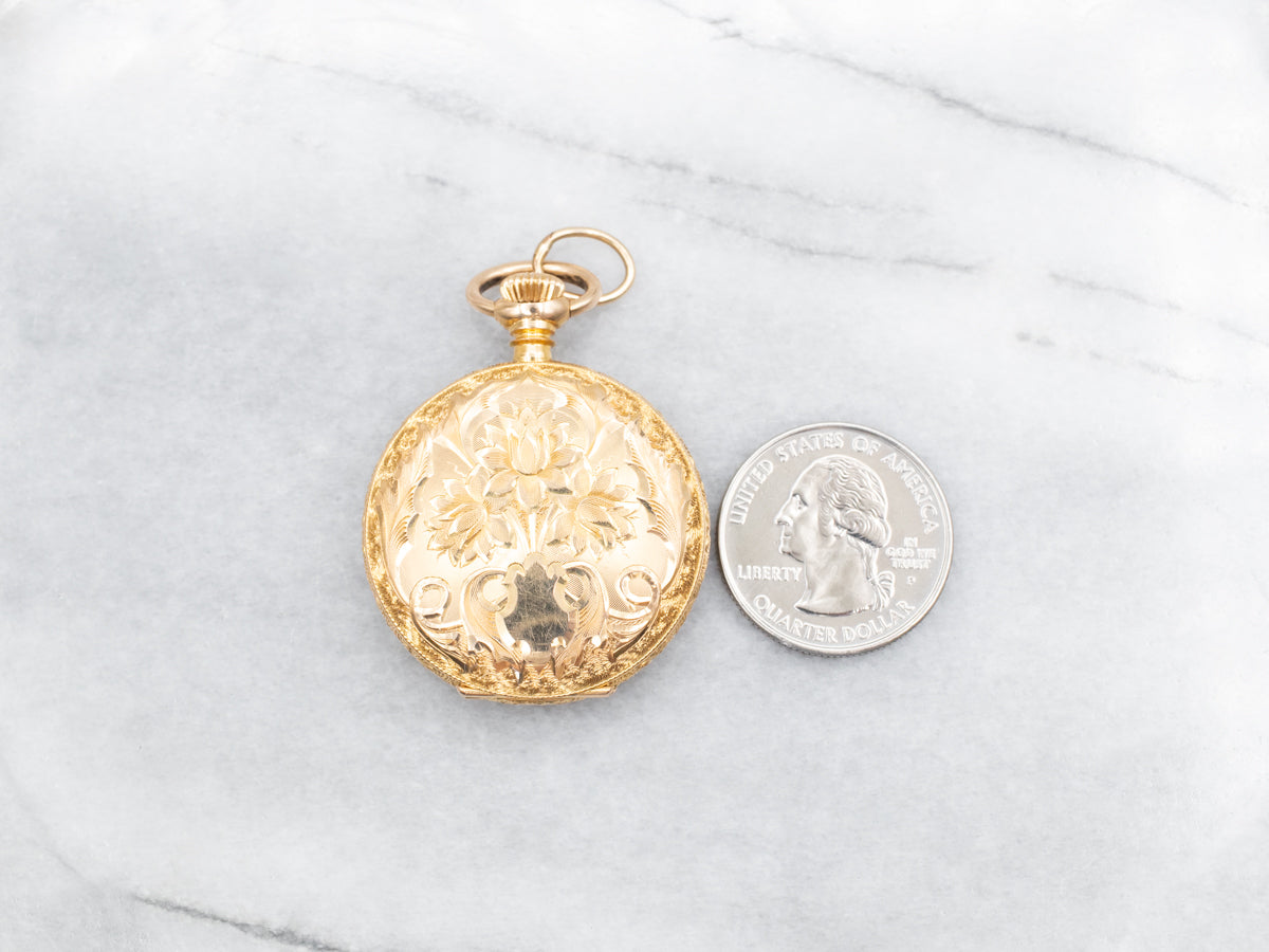 Antique Waltham Floral Hunter's Pocket Watch