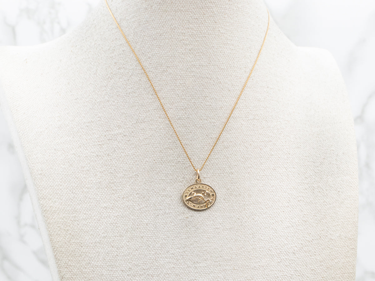 Encanto o colgante de lagarto de recuerdo de San Martín de oro