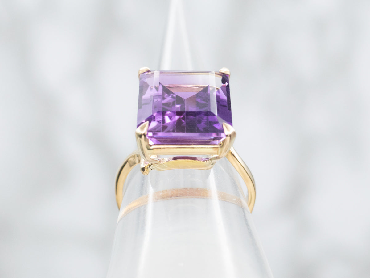 Amethyst Solitaire Bypass Ring