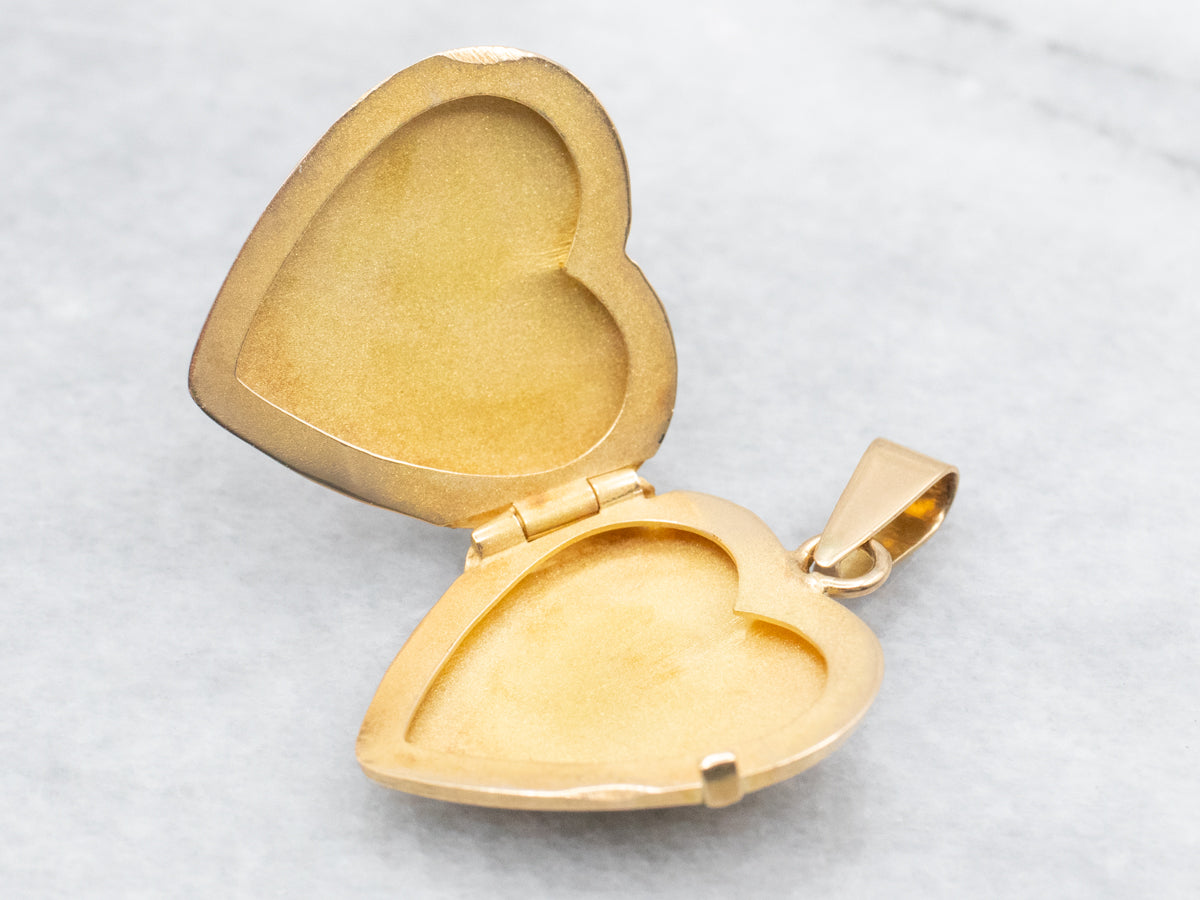 Vintage Etched Gold Heart Locket