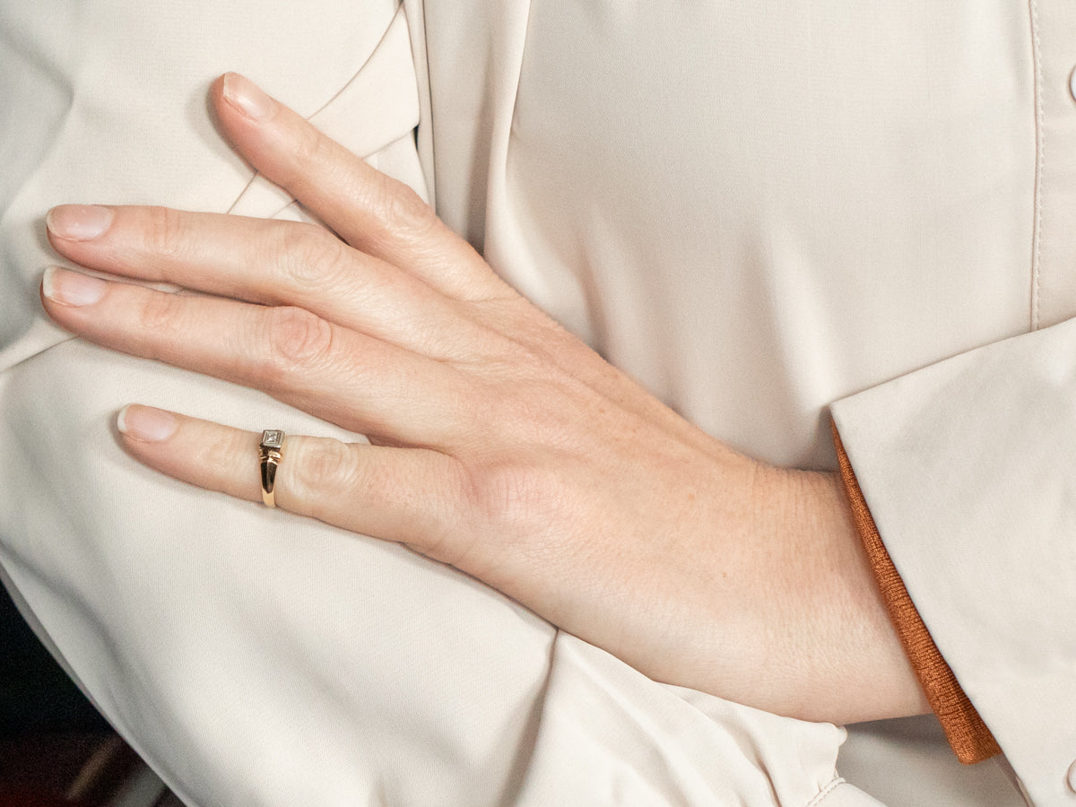 Retro Diamond Solitaire Engagement Ring