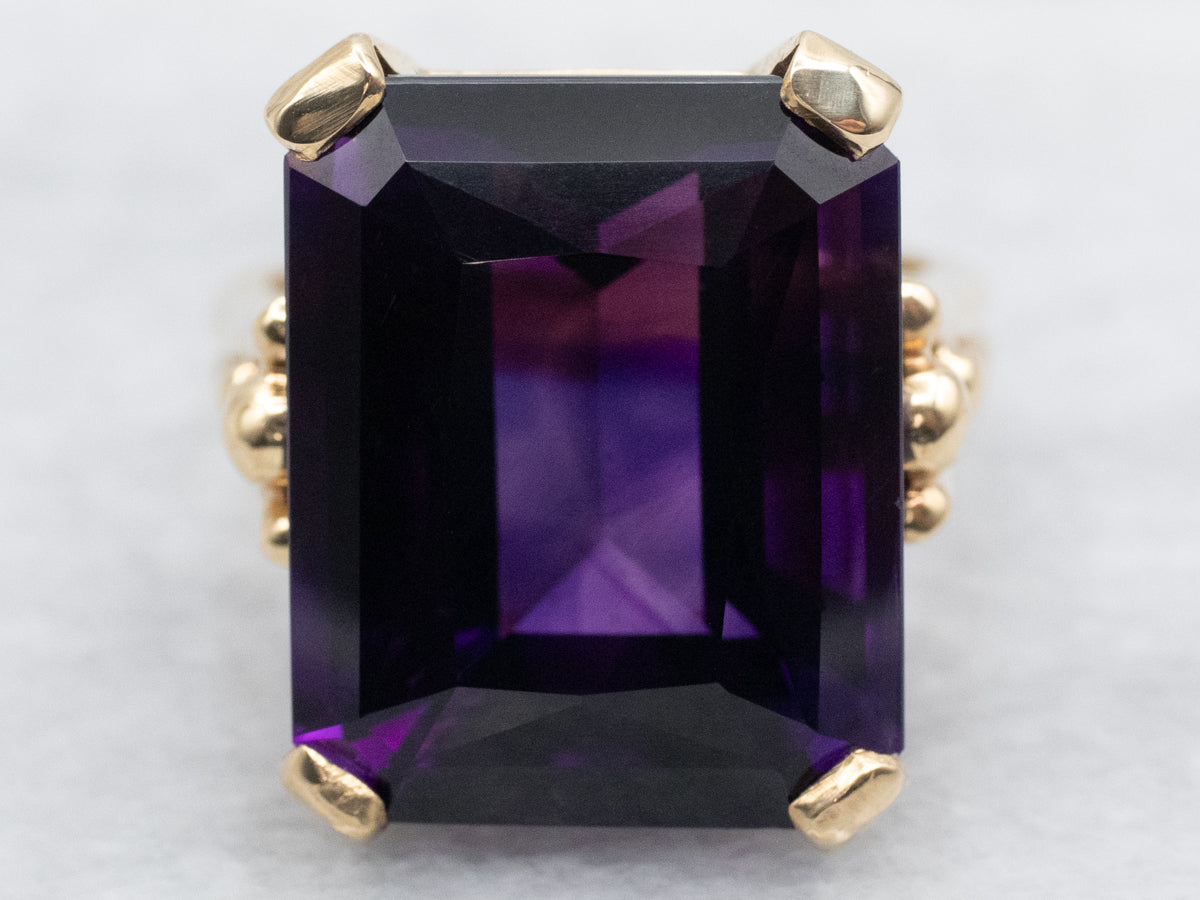 Amethyst Gemstone Ring in Vintage Gold Mounting