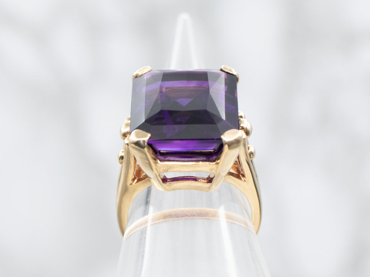 Amethyst Gemstone Ring in Vintage Gold Mounting
