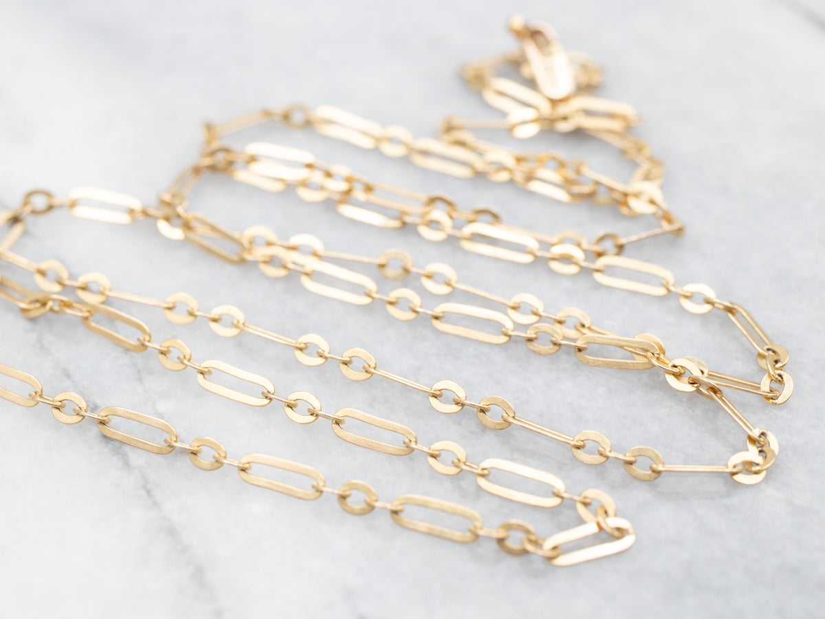 Yellow Gold Paperclip Link Chain with Lobster Clasp