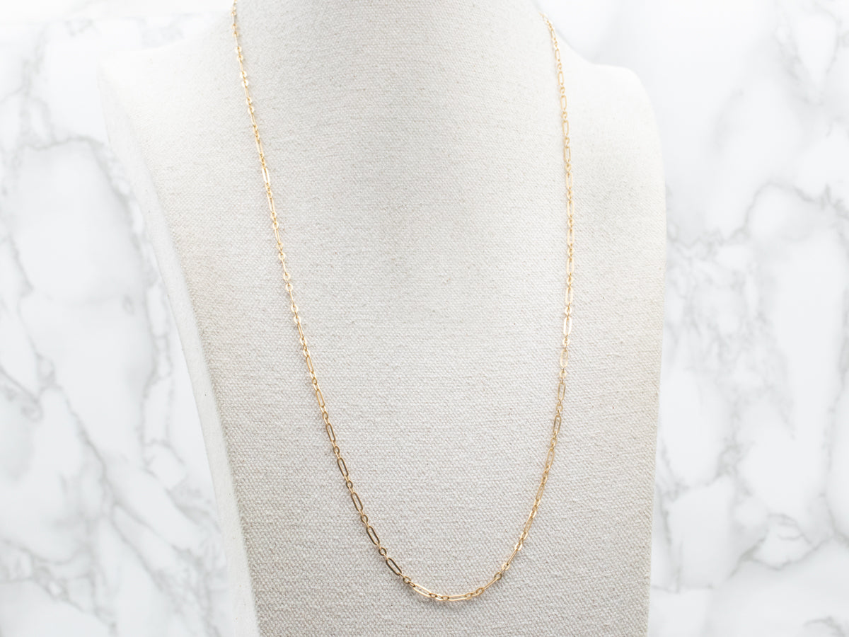 Yellow Gold Paperclip Link Chain with Lobster Clasp