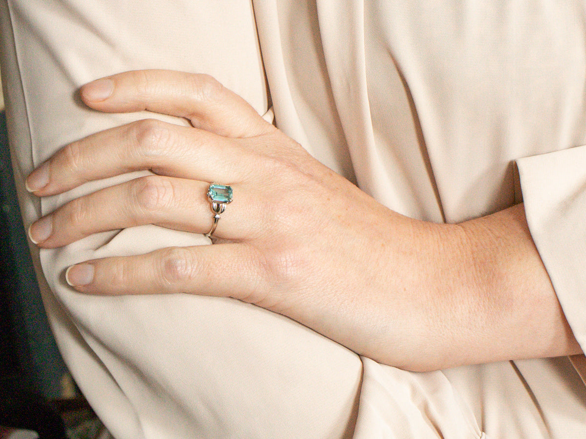 Blue Zircon Solitaire Ring