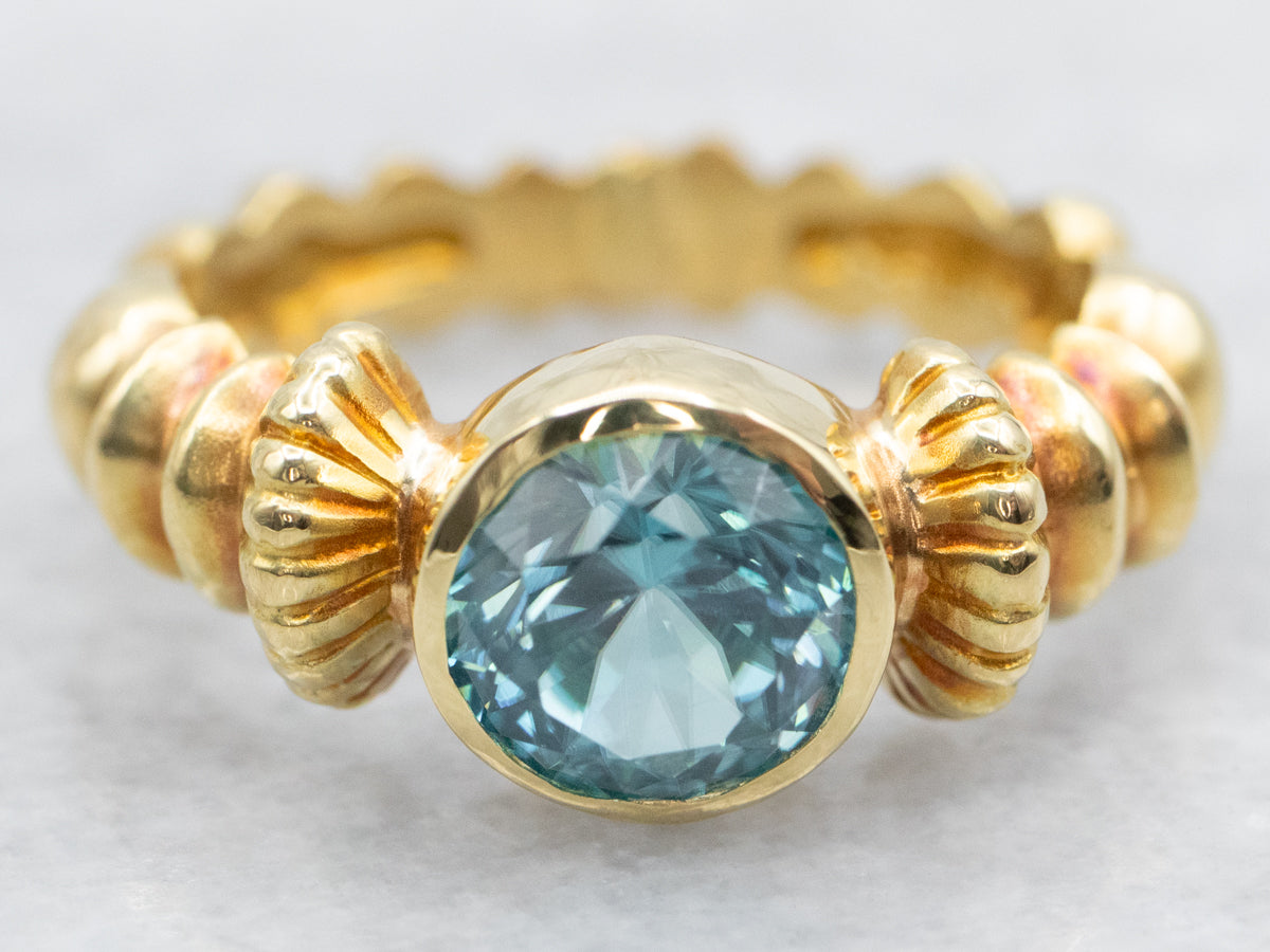 Stunning Bezel-Set Blue Zircon Solitaire Ring