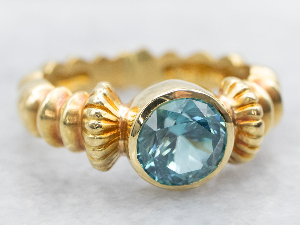 Stunning Bezel-Set Blue Zircon Solitaire Ring
