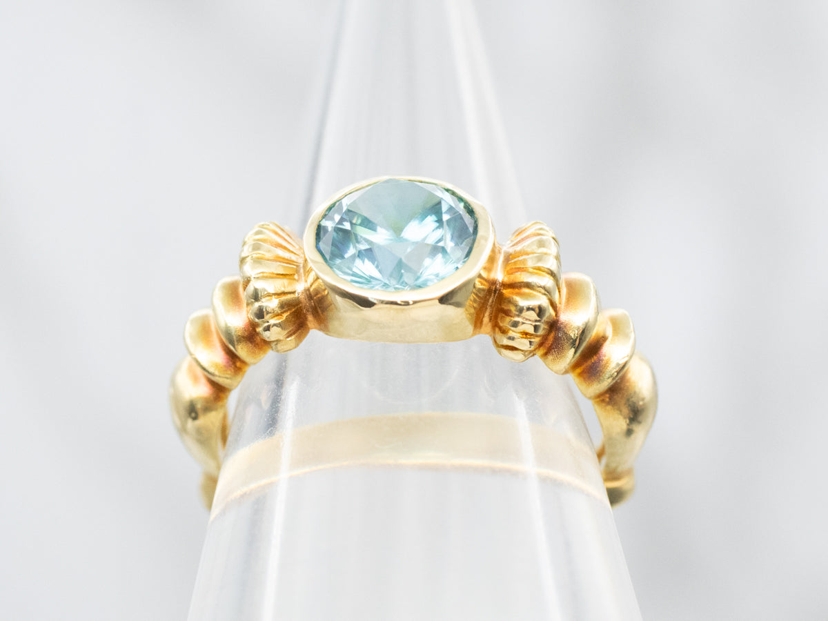 Stunning Bezel-Set Blue Zircon Solitaire Ring