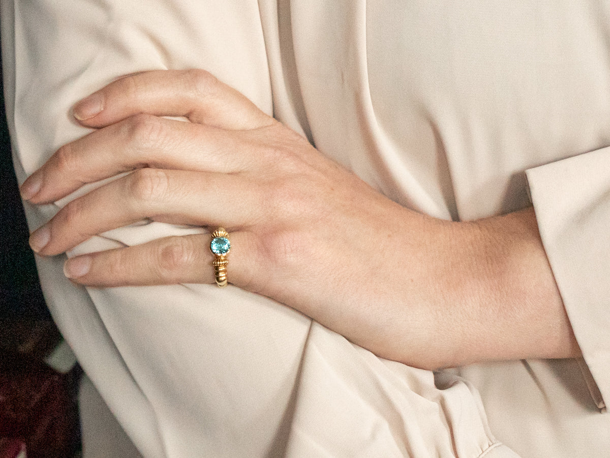 Stunning Bezel-Set Blue Zircon Solitaire Ring