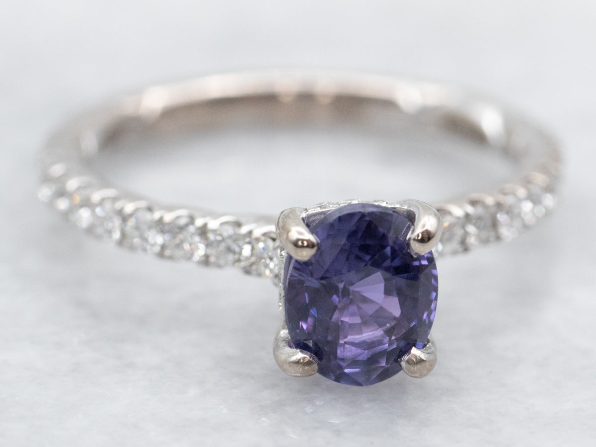Purple Sapphire and Diamond Ring