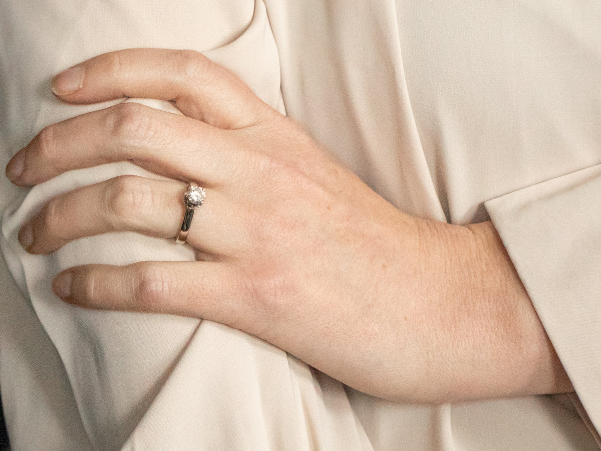 White Gold Diamond Engagement Ring with Diamond Accents