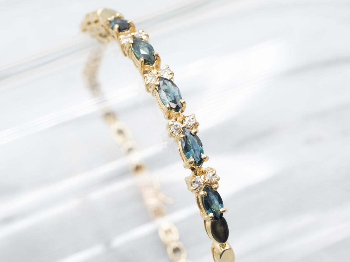 Marquise-Cut Sapphire and Diamond Bracelet