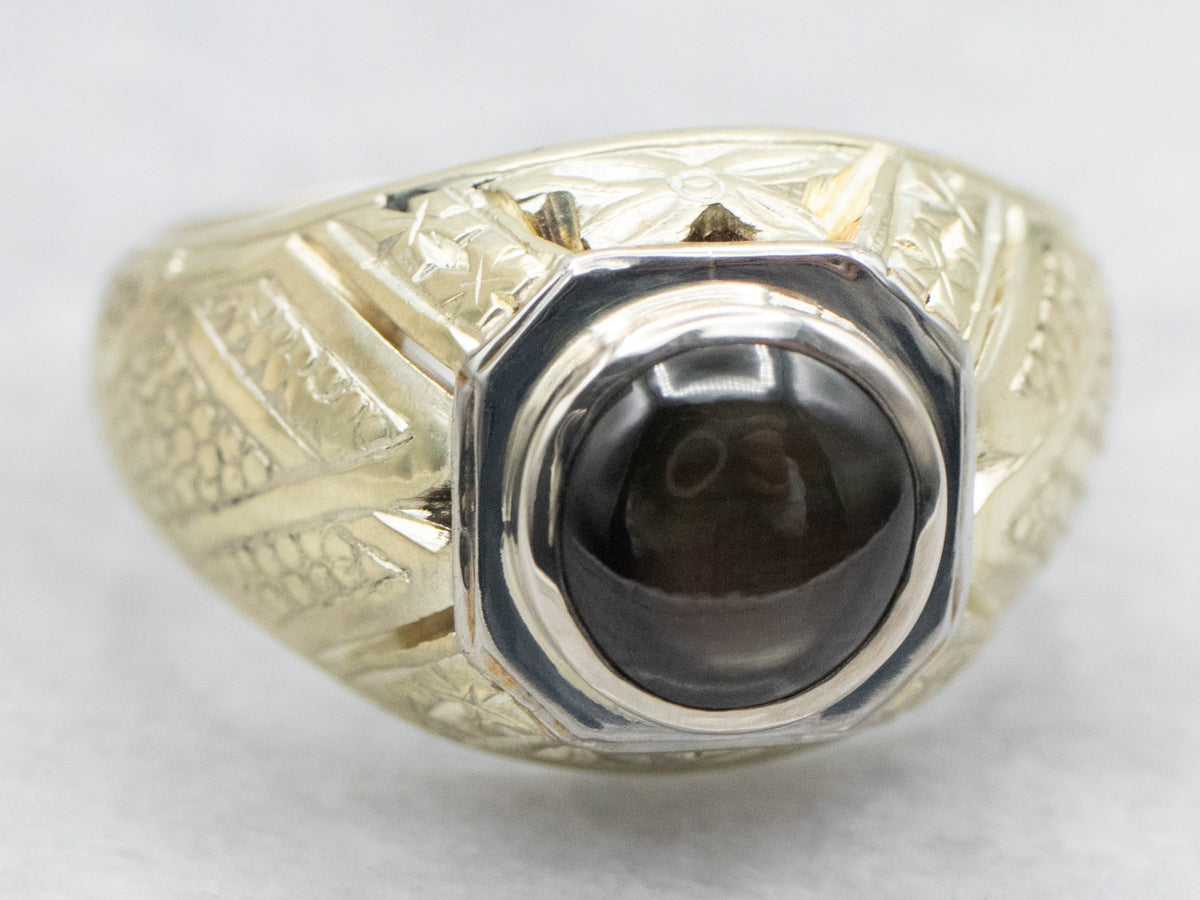 Antique Gold Star Sapphire Solitaire Ring