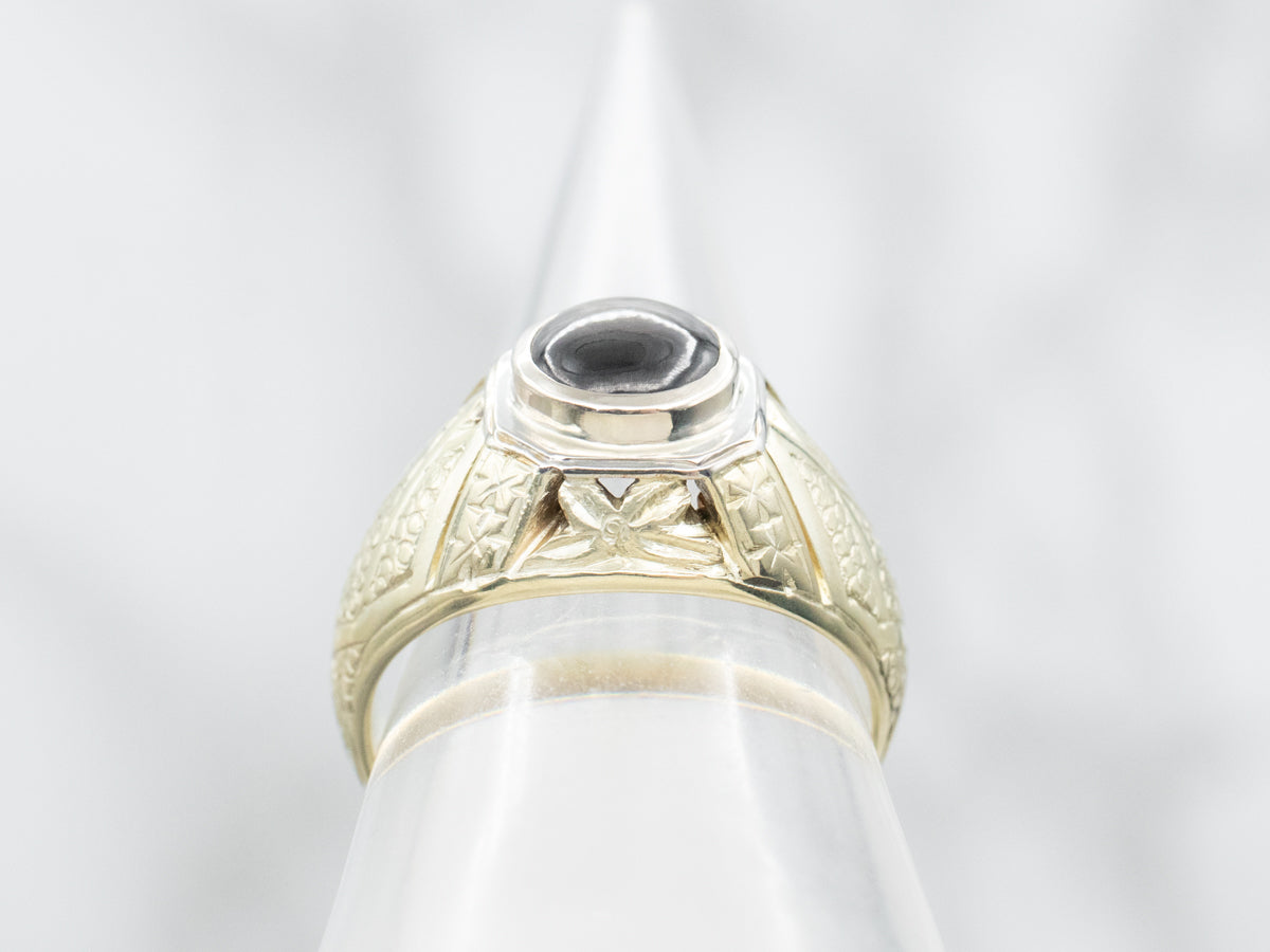 Antique Gold Star Sapphire Solitaire Ring