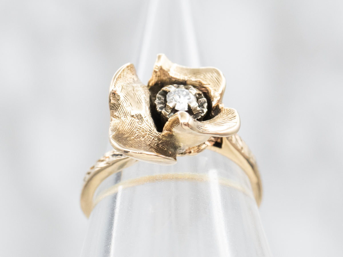 Anillo de flores de diamantes