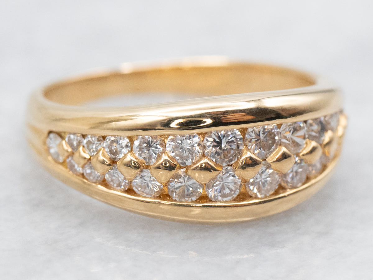 Gold Double Row Diamond Band