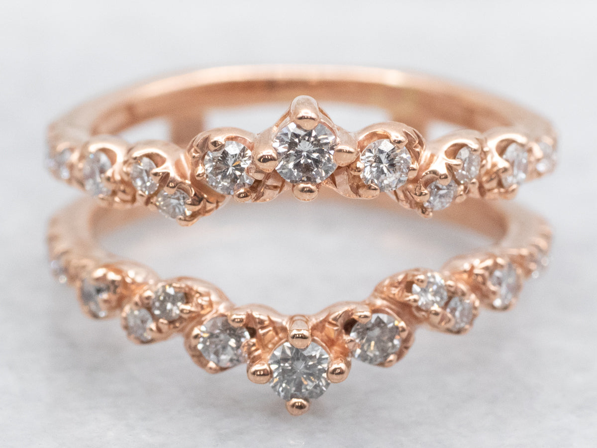 Modern Rose Gold Diamond Solitaire Enhancer Wedding Band
