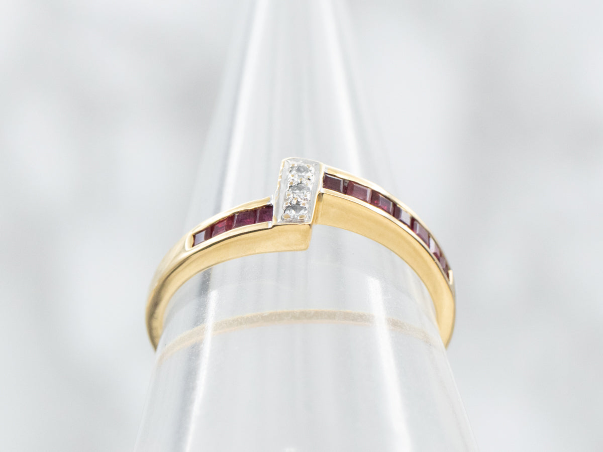 Diamond and Ruby Bypass Ring