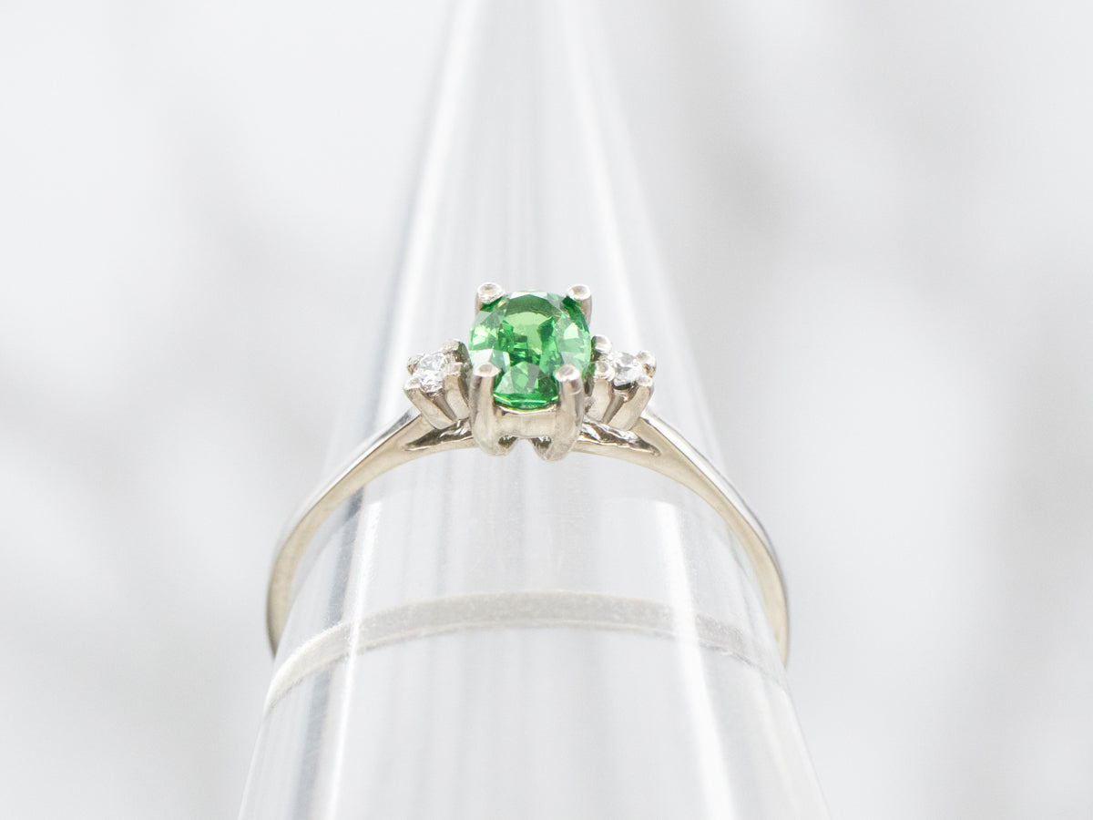 Tsavorite Garnet and Diamond Ring