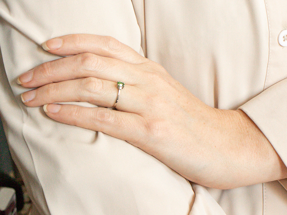 Tsavorite Garnet and Diamond Ring