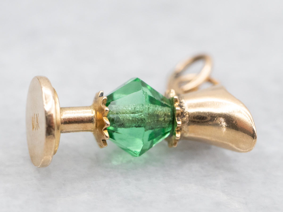 Vintage Green Glass Bead Pitcher Charm