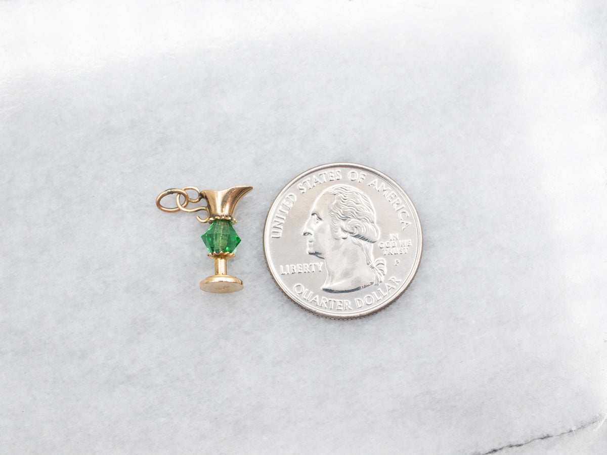 Vintage Green Glass Bead Pitcher Charm