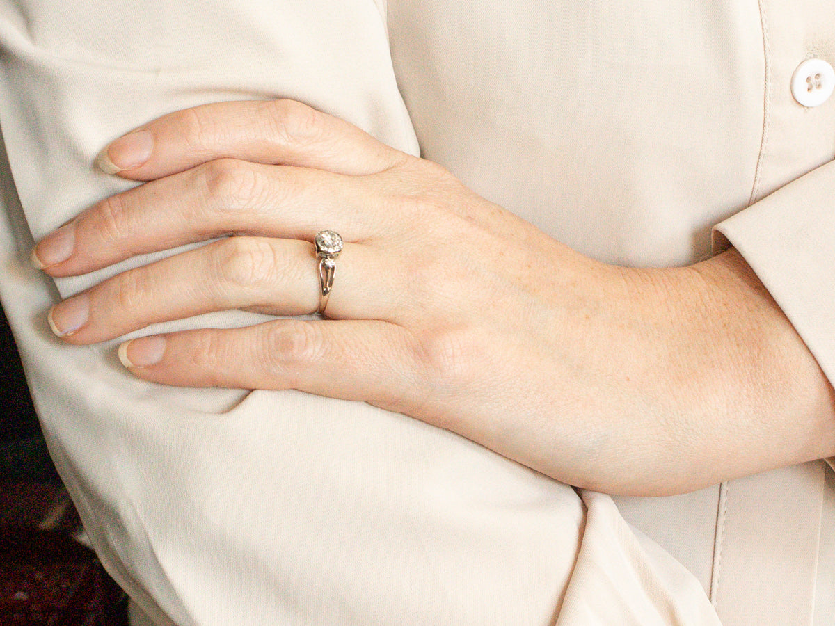 Vintage Diamond Halo Engagement Ring