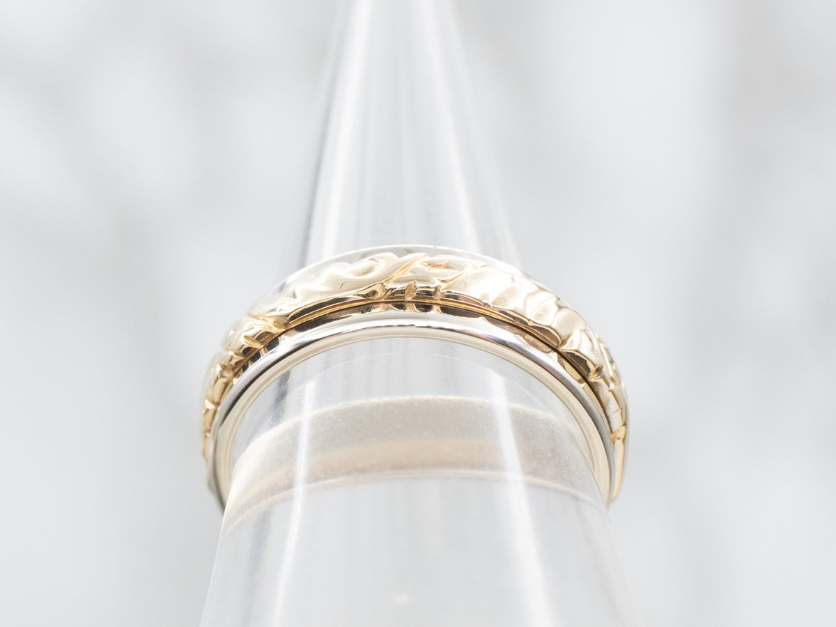 Two Tone Patterned Wedding Band