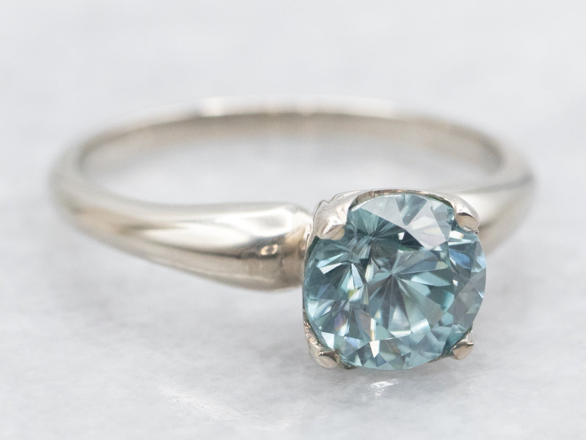Blue Zircon Solitaire Ring