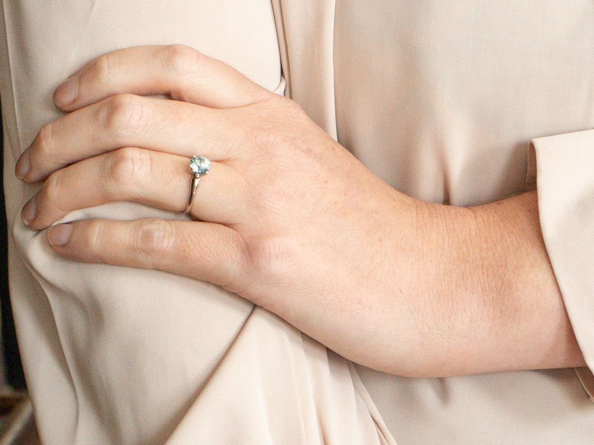 Blue Zircon Solitaire Ring